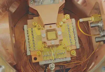 An experimental ion trap built by NIST to develop quantum technologies
